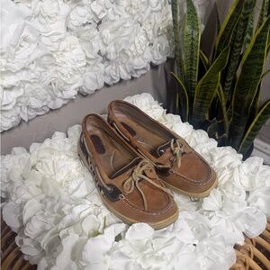 Sperry Tan and Brown Cheetah Leather Mules